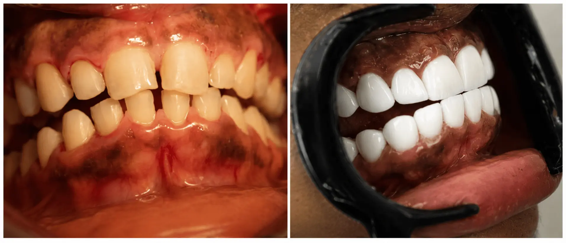 Before and after porcelain veneers in Colombia — patient Hermon smile design result