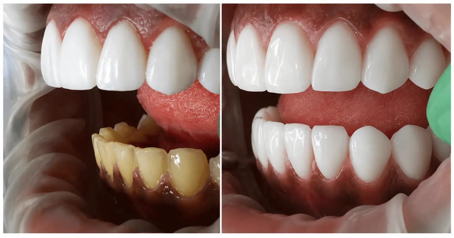 Before and after porcelain veneers Colombia — patient Lacresha whiter even smile