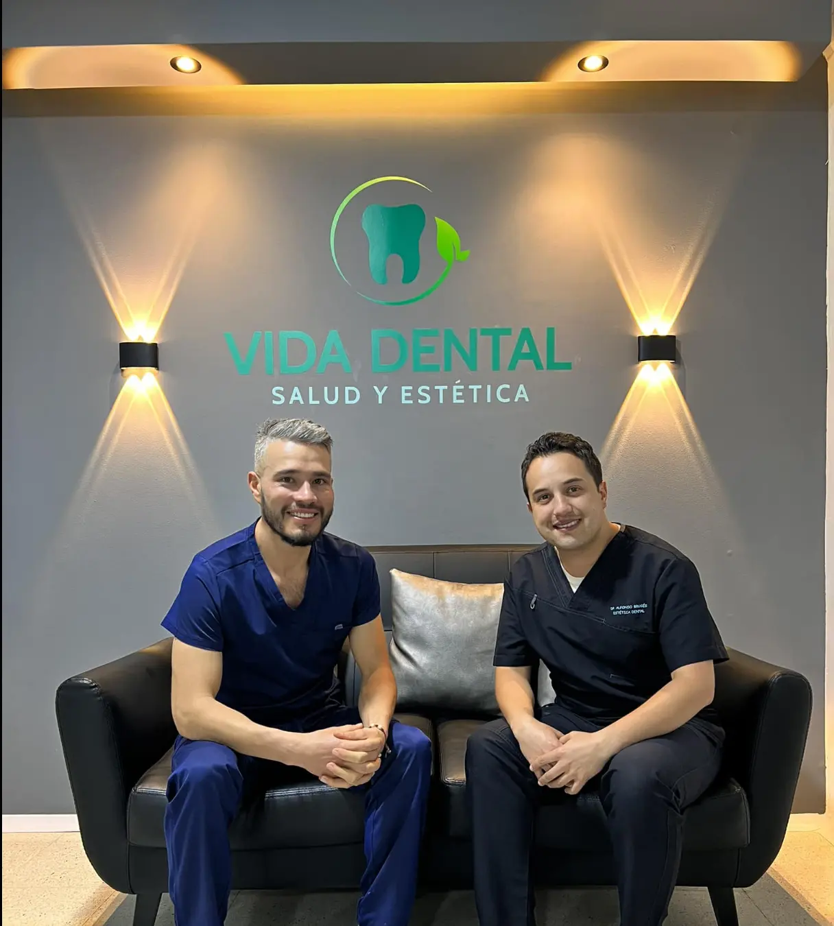 Dr. Carlos Sánchez and Dr. Alfonso Bruges at Vida Dental clinic in Bogota, Colombia.