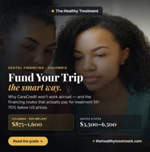 Patient planning financing options for a dental treatment trip to Colombia with cost calculator and payment plans