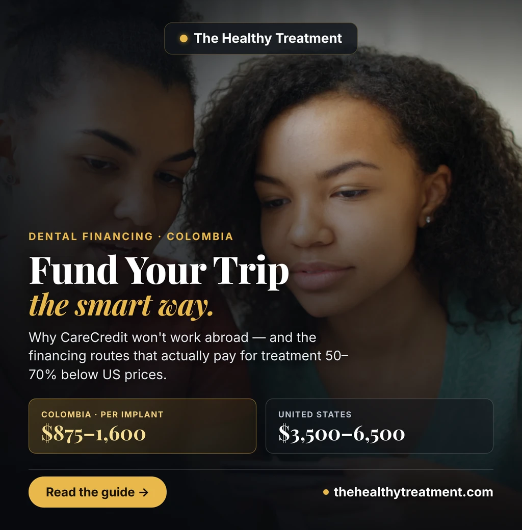 Patient planning financing options for a dental treatment trip to Colombia with cost calculator and payment plans