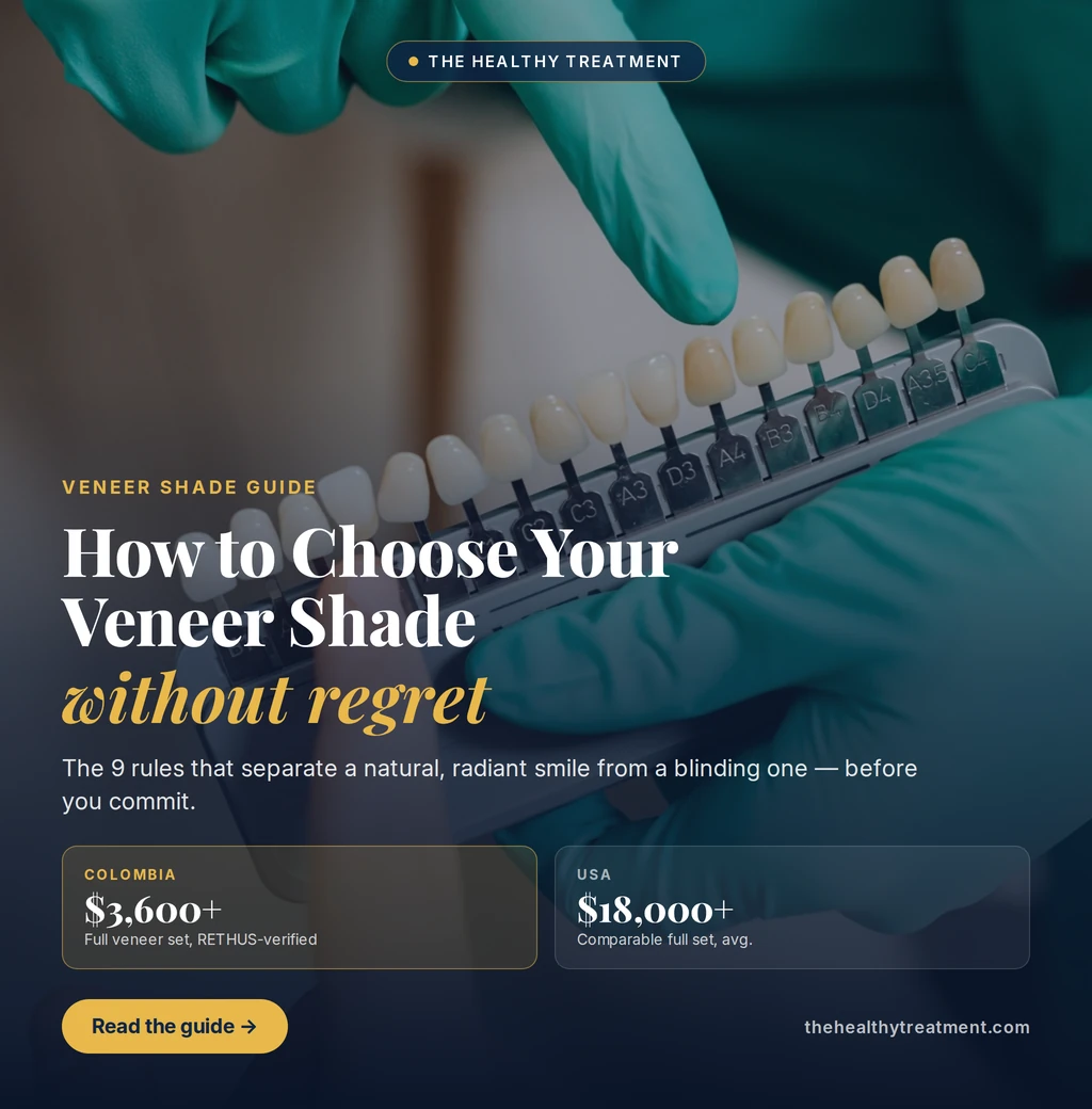 Dentist matching a porcelain veneer shade tab against a VITA shade guide to choose a natural veneer color