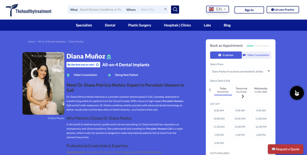 Certified dentist Diana Munoz in colombia